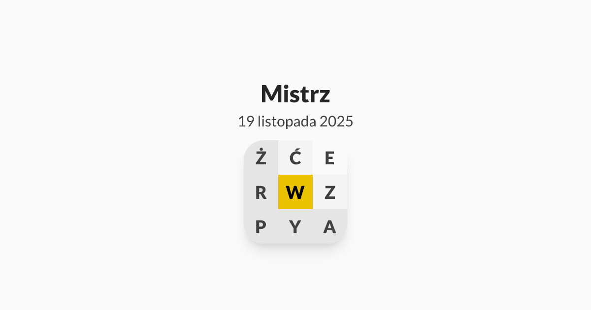 Mój poziom to Mistrz, Literada z dnia środa, 19 listopada 2025 