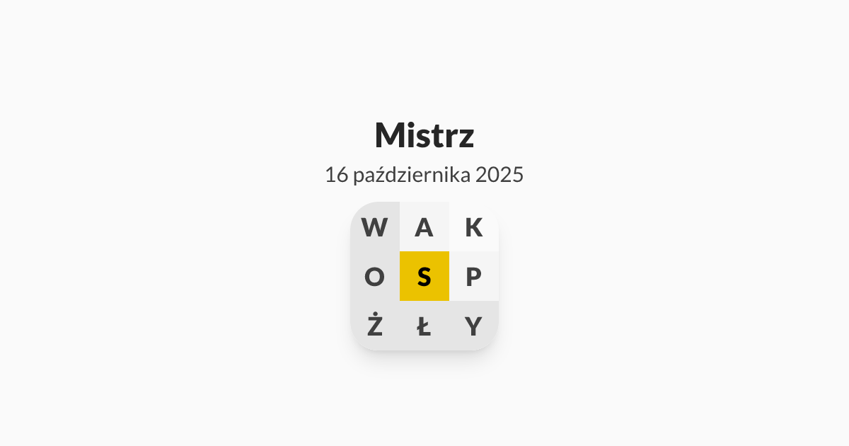 Mój poziom to Mistrz, Literada z dnia czwartek, 16 października 2025 