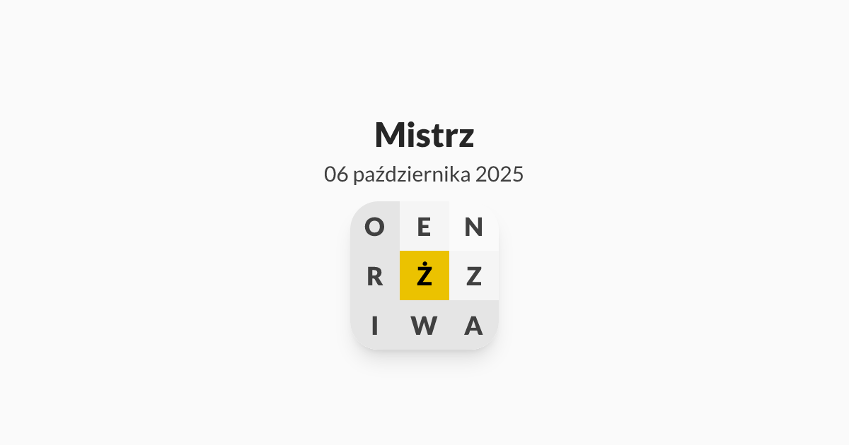 Mój poziom to Mistrz, Literada z dnia poniedziałek, 6 października 2025 